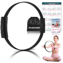 Paleclouds Pilates Ring, 13.5" Silicone Magic Circle with Training Poster & Portable Bag, Double Handle Yoga Pilates Hoop for Women Home Fitness, Cor
