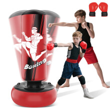 JUOIFIP Kids Punch Bag with Boxing Gloves, 63'' Inflatable Boxing Bag for Practicing MMA Karate Taekwondo and to Relieve Pent Up Energy
