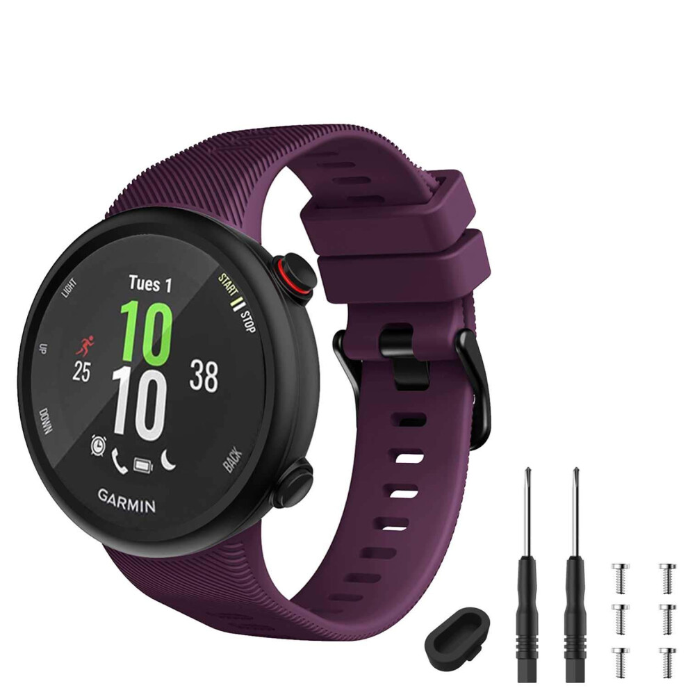 Topperfekt Strap Compatible With Garmin Forerunner 45, Sport Silicone Wristband Arm Band Replacement Bracelet For Forerunner 45 And Swim 2 (Purple) Purple 30383197