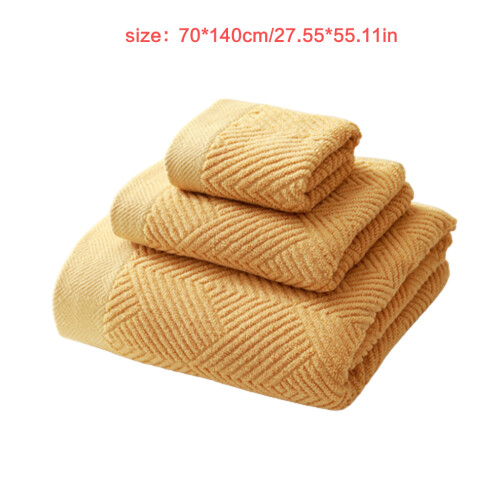 Serviette de bain en coton, 3 pièces, couleur unie, pour-Blanc 2