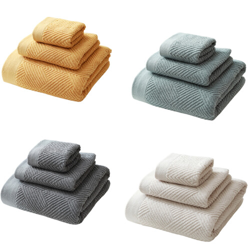 Serviette de bain en coton, 3 pièces, couleur unie, pour le-Vert 1