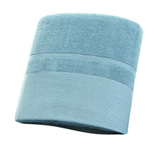 Serviette de bain en coton, couleur unie, gant de toilette-Bleu