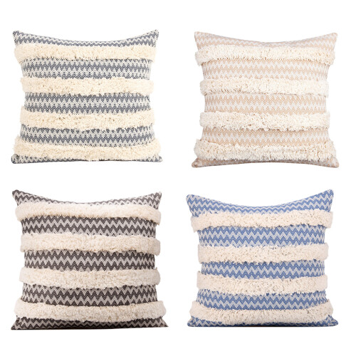 Housse de Coussin Oreiller en Coton pour étui ondulé-Noir 1