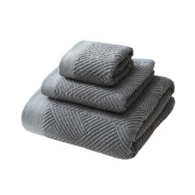 3 stuks katoenen badhanddoek effen kleur-Lichtgrijs