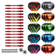 Aiqilai Darts Flight And Dart Aluminum Shaft Set, 30 Pcs Dart Flights And 15 Pcs Dart Aluminum Shafts, 20 Pcs Rubber O-Rings, Darts Flights Portector