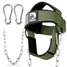DMoose Fitness Neck Harness for Weight Lifting - Neck Exerciser with 30" Heavy Duty Steel Chain - Neck Strengthener to Support Injury Recovery - Adju