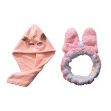 Serviette de séchage de cheveux avec bandeau, 2-Rose