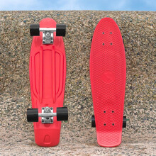 VICI Cruiser Skateboard – Lightweight & Durable with Non-Slip Deck – 22in or 27in [Optional Helmet + Pads] (Skateboard Only, 22in Red + Black)