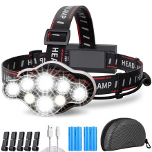 Head Torch Rechargeable,Upgraded Super Bright 18000 Lumens Headtorch 8 Light Modes Usb Rechargeable Head Torch IPX4 Waterproof,Hands-Free Flashlight