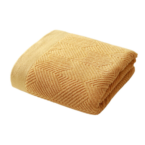 70x140cm Cotton Bath Towel Simple Solid Color Wavy-Yellow