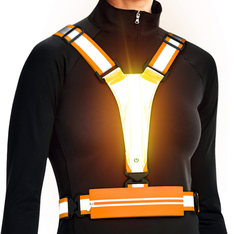 Ylzzrs Led Reflective Vest Running Gear, Usb Rechargeable Light Up Running Vest Chest Phone Holder For Runners Night Walking,6-11Hrs Light Adjustable 49678444
