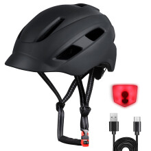 Bike Helmet, Adjustable Cycling Helmet with USB Rechargeable LED Light, Lightweight Bicycle Helmets for Adults, Breathable Mountain & Road Cycle Helm