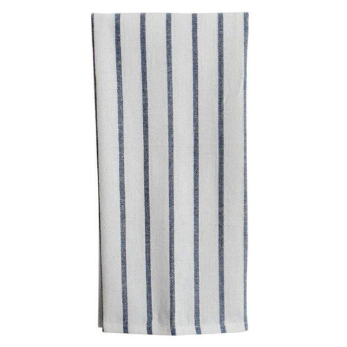 Mediterranean Plaid Striped Cotton Dinner-Blue stripes on whit