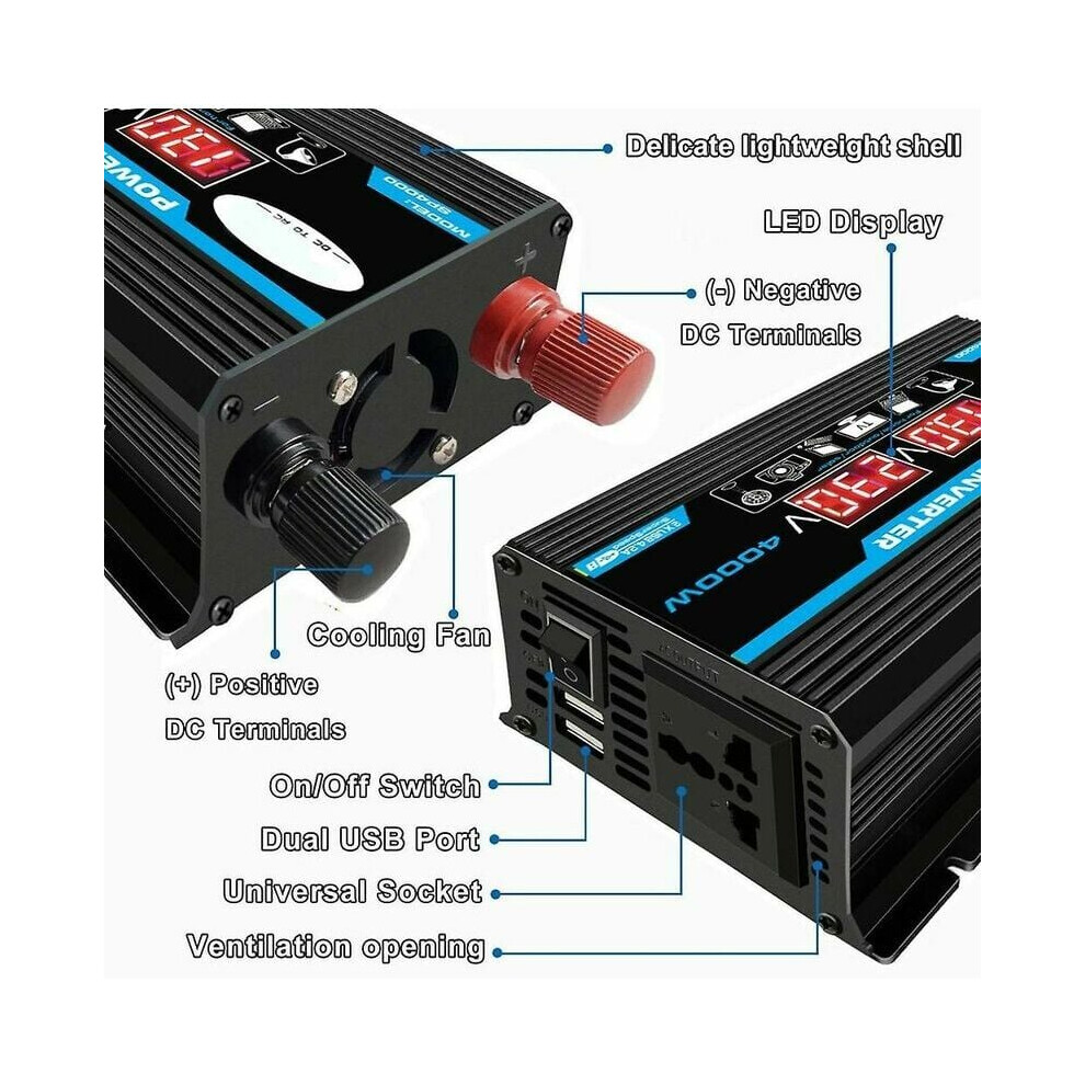 Car Power Transformer, Pure Sine Wave Voltage Inverter, High Conversion Efficiency For Rv, Truck, Car 9169997264992