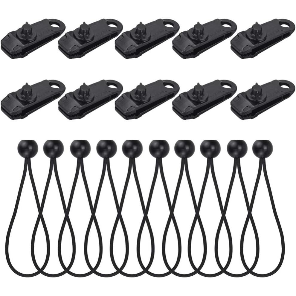 Tarp Clips Heavy Duty Lock Grip, Adjustable Spiral Thumb Screw Tarp Clamps With Bungee Cords For Awning Tent Canopy Shelter, Pool Cover Fasteners, Cam 9130438545574