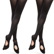 DANCEYOU 2 Pairs Black Convertible Dance Tights for Women Girls Ballet Tights 70 Denier Footless Ballet Dancing, Black XL