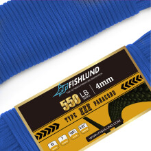 FISHLUND Paracord 550 lb, 7 Strand Type III Paracord Rope 100ft, High Strength Nylon Parachute Cord for Camping, Survival, Tactical and Hiking, Royal
