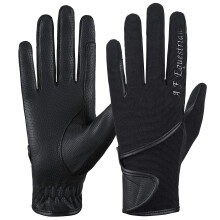 AFE Ladies Horse Riding Gloves Track Fabric Gloves Synthetic Leather Equestrian Black Stretch Fabric Pink Purple Lilac Black Finger Print Medium