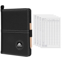 flintronic Scorecard Holder, Golf Scorecard Holder Waterproof, Leather Golf Score Card Wallet with Pen, Golf Scorecard Cover Leather Scorecard for Go