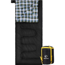 REDCAMP Cotton Flannel Sleeping Bag for Camping Backpacking, Adults Cold Weather Warm and Comfortable Envelope Sleeping Bag with Compression Sack, Bl