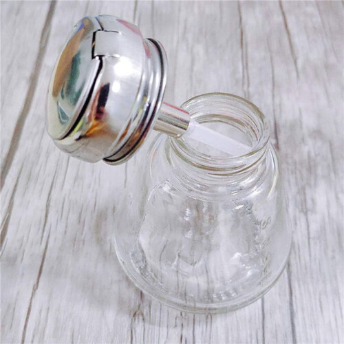 4X Empty Nail Polish Makeup Remover Pump Dispenser Glass Push Down Press Bottle 1