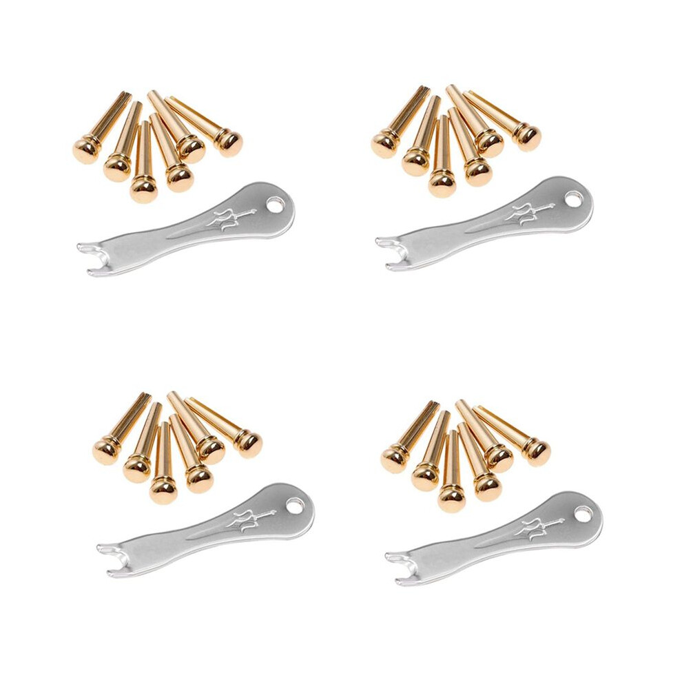 Guitar Bridge Pins 24Pcs Brass Endpin For Acoustic Guitar With Guitar Bridge Pin Puller 4714205598380