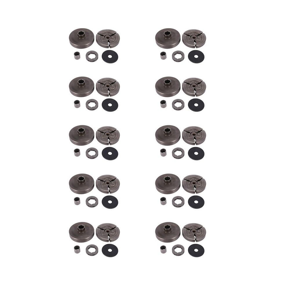 10X Clutch Drum & Clutch & Sprocket Rim & Needle Bearing Fit For Chinese Chainsaw 4500 5200 5800 Silver/Gray 6032539511751