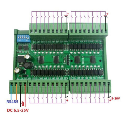 5X 32Ch PNP Isolated Digital Input RS485 Modbus Rtu Controller 12V 24V PLC  Quantity Acquisition Board(with Case) 1