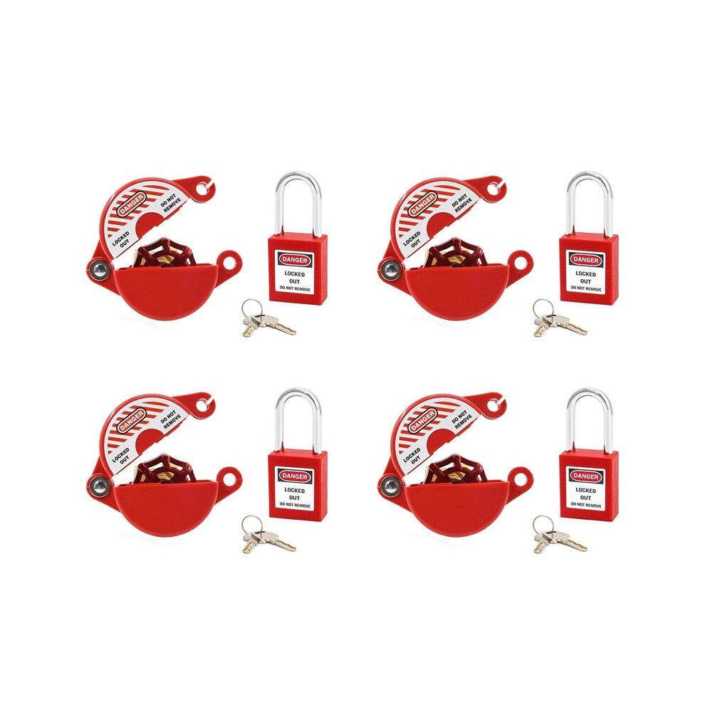 4X Outdoor Faucet Lock with Safety Padlock Ater Spigot Lock, Hose Bib Lock for 1 to 2-1/2 in Dia Valve Handles, Faucet