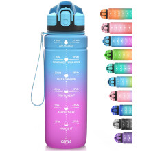 Niggeey 500ml & 700ml & 1000ml Motivational Water Bottle with Time Marker, Sports Water Bottles, Leak Proof BPA Free Tritan Drink Bottle for Kids, Me