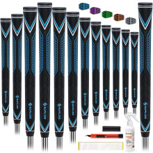 SAPLIZE High-Performance Rubber Golf Grips, High Shock Absorption, Non-Slip, 13 Grips with All Kits, Midsize, Blue, CC10 Golf Club Grips