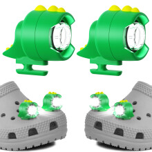 FerrDeery Shoe Charm Lights 2 PCS, Cute Dinosaur Headlights for Croc Style Shoes 3 Light Modes, Shoe Lights Accessories Lasting 145 Hrs, IPX5 Waterpr
