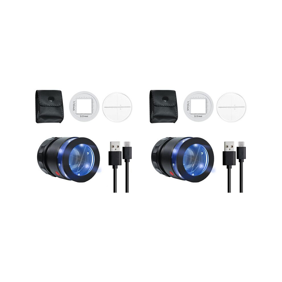 Typecat Light 2Pcs Loupe Magnifier 10X,Rechargeable Jewelers Magnifying Glass With Led And Scale, Adjustable Length