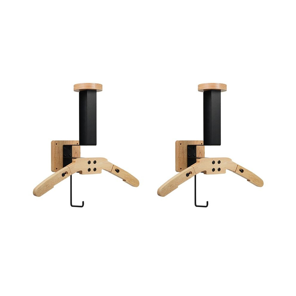 2X Wall Mount Helmet Rack Motorcycle Helmet Holder Wooden Bicycle Helmet Display Hanger With Hooks 4713492455468