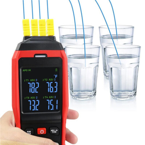 2X Thermocouple Thermometer 4 Channels Data Logger Thermometer K Type Temperature Logger with Alarm and Data Logging 1