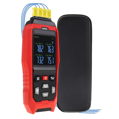 2X Thermocouple Thermometer 4 Channels Data Logger Thermometer K Type Temperature Logger with Alarm and Data Logging 2