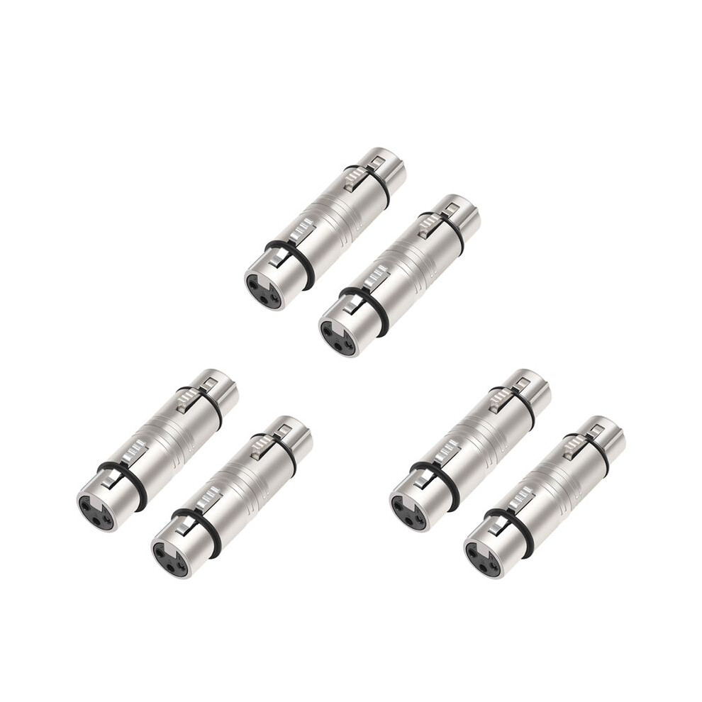6 Pack Xlr Female To Female, 3 Pin Xlr Female To 3 Pin Xlr Female Gender Changer Connector For Microphone,Stereo,Mixerr 4712997405169