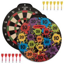 Hy-Pro Double Sided Magnetic Dart Board for Kids - Classic and Paint Splatter Designs, 12 Safe Magnetic Darts, 4 Games in 1, 18-Inch, Indoor & Outdoo