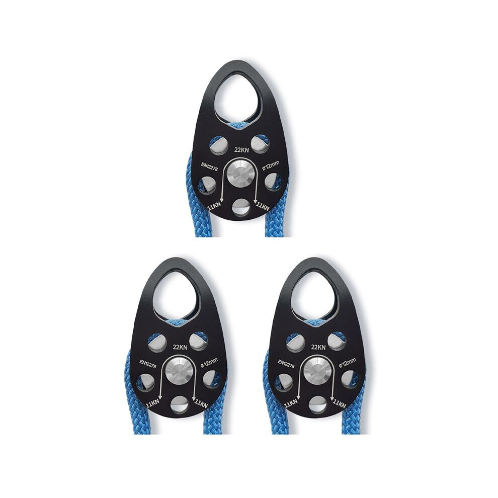 3X Rock Climbing Pulley Aluminum Alloy 22Kn -Weight Portable Heavy Duty Single Fixed Swing Pulley Light/Black 4712090064867