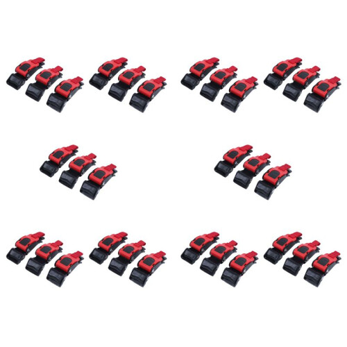 30x Plastic Motorcycle Helmet Speed Clip Chin Strap Quick Release Pull Buckle New Black+Red