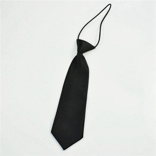 3X Solid Black Polyester Elastic Slim Necktie Neck Tie for Child 2