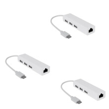 3X USB-C USB 3.1 Type C to USB RJ45 Ethernet Lan Adapter Hub Cable for  PC