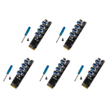 5X M.2 M-Key Pcie Expansion Cards M.2 to Pci-E X1 4 Port USB3.0  Card Expansion Adapter ASM1184E M.2 Adapter