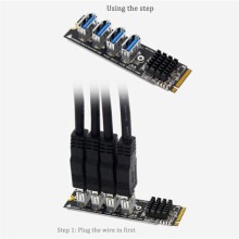 5X Cartes D'Extension M.2 M-Key Pcie Adaptateur D'Extension de Carte Graphique M.2 Vers Pci-E X1 4 USB3.0 Adaptateur ASM1184E M.2