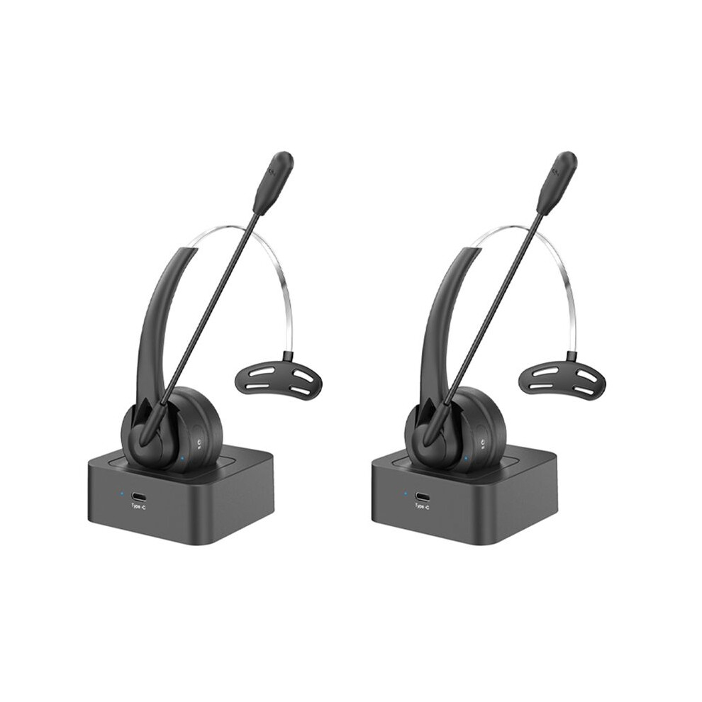2X Ear Headset Bt 5.4 Wireless Headphone Call Center Headband Earphone With Noise Cancelling Mic 6032906900928