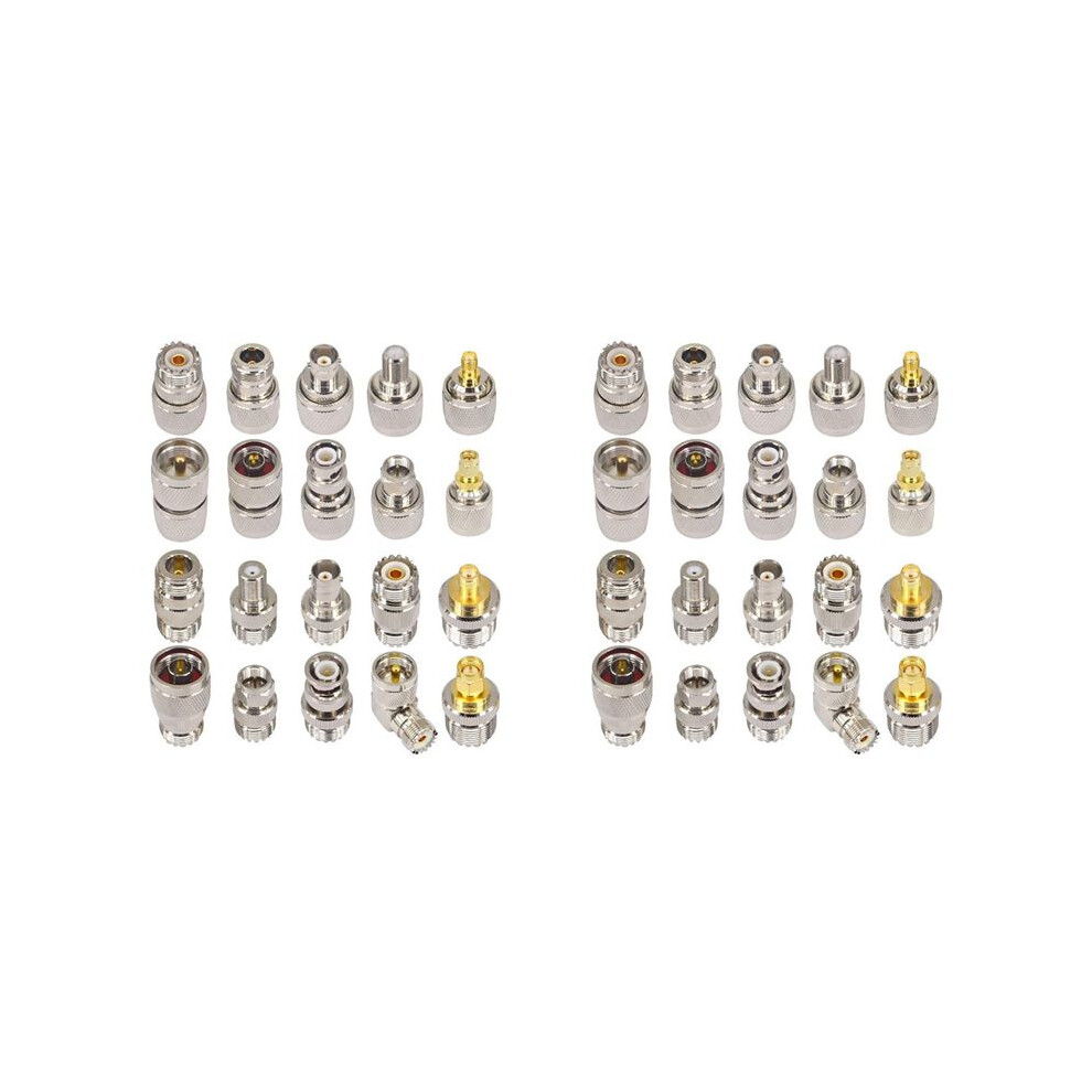 40Pcs Rf Coaxial Connector Kit Uhf So239 Pl259 Adapter Set Uhf To Sma/Bnc/N/Uhf/F Adapter Coax Adapter For Cb Antenna 4713137998206