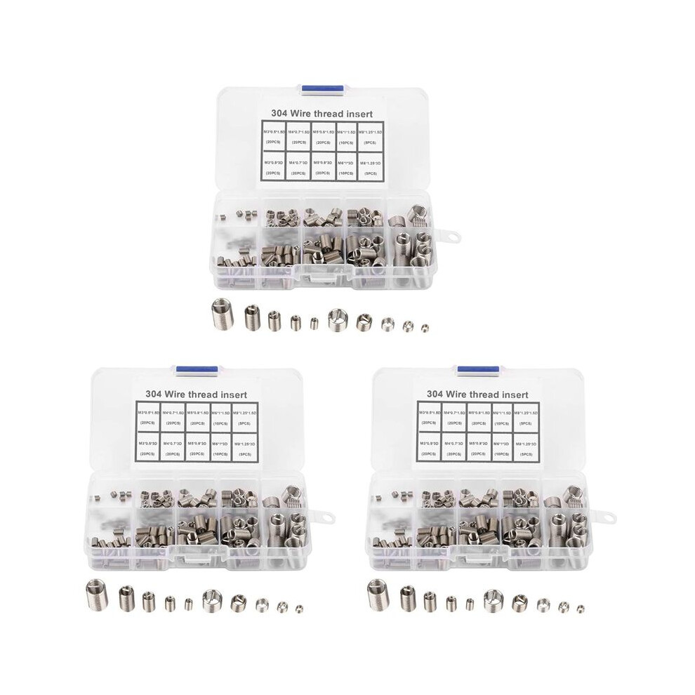 450Pcs Thread Repair Inserts M3 M4 M5 M6 M8 Stainless Steel Heli Coil Thread Repair Insert Wire Thread Insert Assortment 4713199190426