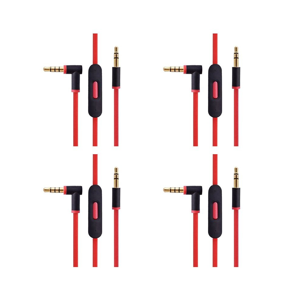 4X Replacement Audio Cable For By Dr Dre Headphones With In Mic For Studio/Executive/Mixr/Solo/Wireless/Pro Red 6032173171144
