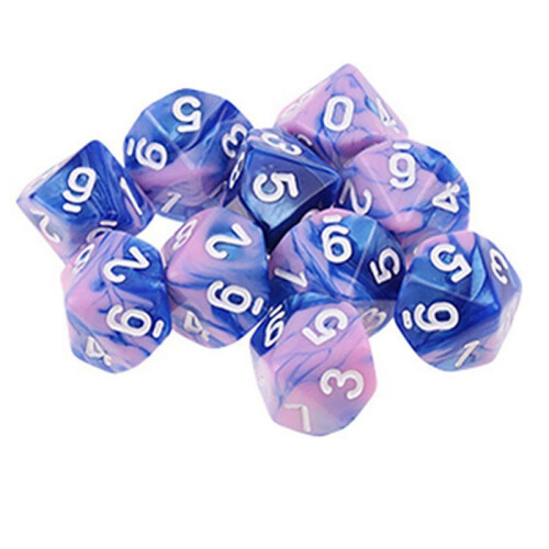 50Pcs 10 Sided D10 Polyhedral Dices Numbers Dials Desktop Table Board Game PXPF,Style 2 2