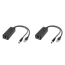 2X 48V to 5V POE Splitter Adapter Active Adaptive Separator Isolated Injector  5.5x2.1mm Port for 100M Camera